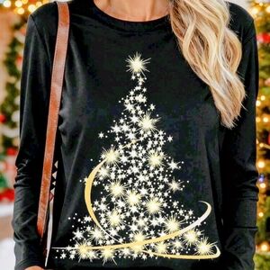 Black and Gold Festive Tree Women's Top